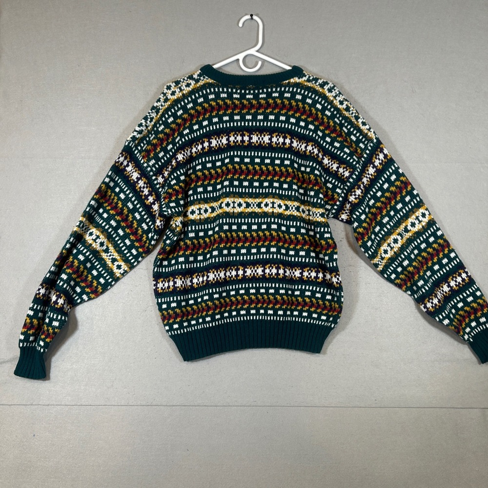 Scandia Vintage Xl Sweater Green Multi Color Knit Made in USA